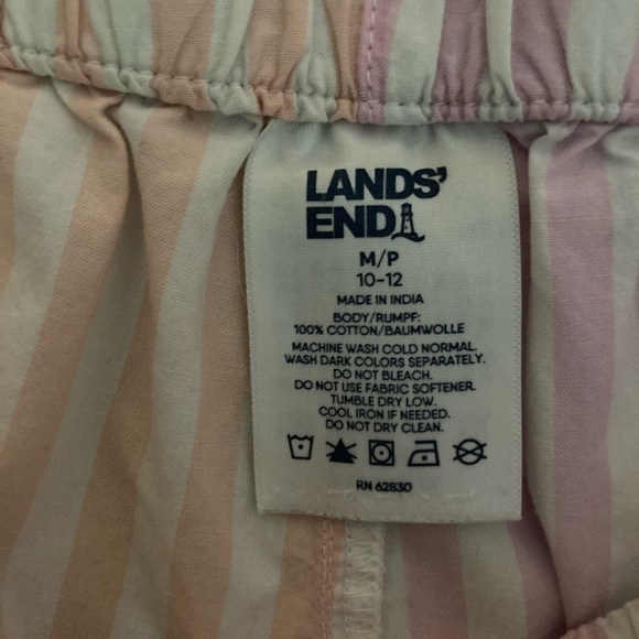 Land’s End Pastel Pink and Peach Striped Pajama Shorts Size Medium - Picture 3 of 3